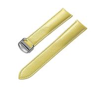 Générique FYXT Compatible Avec Les Accessoires De Montre À Boucle Déployante For Hommes Et Femmes De Cartier Tank Litchi Grain En Cuir Souple(Lemon yellow,13mm)