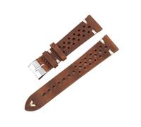Générique FYXT Cuir De Vachette Fait À La Main Poreux Bracelet De Montre Respirant Huile Cire Bracelet De Montre 18mm 20mm 22mm 24mm Hommes Bracelet De Montre-Bracelet(Brown-White Line,18mm)