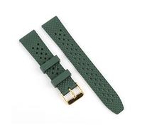 Générique FYXT Nouveau bracelet de montre en caoutchouc fluoré, motif nid d'abeille tridimensionnel, à dégagement rapide, compatible avec les tailles 18 mm, 20 mm et 22 mm(Green gold buckle,18mm)