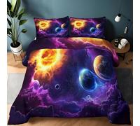 Générique Galaxie Couette Chaude 200x200cm 4 Saisons Motif Violet, Couette Réversible Imprimée Fantaisie Espace Univers, Confortable Douceur Extrême Duvet 2 Personnes, Hypoallergénique