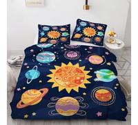 Générique Galaxie Housse de Couette Queen Size Illustration Housse de Couette Double 230x260 cm Parure de lit légère imprimée en 3D Lavable 2 taies d'oreiller 50x70 cm