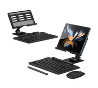 Générique Galaxy Z Fold 4/Fold 3 Clavier et Souris sans Fil avec Stylet Tactile + Support Rotatif pour Samsung Galaxy Z Fold 4/Fold 3 Clavier Bluetooth + Souris+Crayon + Support de Téléphone (Noir)