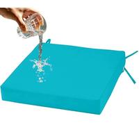 Générique Galette de Chaise Exterieur Imperméables avec Attaches - 40x40/45x45/50x50 Coussin de Siège de Jardin Déhoussable,pour Patio Bureau Cuisine Salle à Manger(Bleu lac,55x55x8cm)