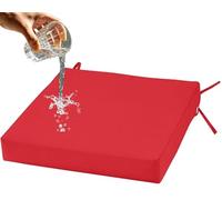 Générique Galette de Chaise Exterieur Imperméables avec Attaches - 40x40/45x45/50x50 Coussin de Siège de Jardin Déhoussable,pour Patio Bureau Cuisine Salle à Manger(Rouge,45x45x5cm)