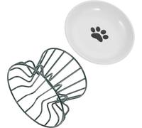 Générique Gamelle Chat Céramique Surélevée avec Support Stable et Facile à Nettoyer, Bol Vert Protecteur Cou du Chat, Accessoire Intérieur Pratique