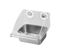 Générique Gamelle D'intérieur pour Oiseaux, Distributeur d'eau et de Nourriture, Plateau Mangeoire en Acier Inoxydable et Acrylique, Anti-déversement, P, L