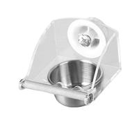 Générique Gamelle D'intérieur pour Oiseaux, Distributeur d'eau et de Nourriture, Plateau Mangeoire en Acier Inoxydable et Acrylique, Anti-déversement, P, S