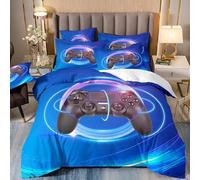 Générique Gamepad Housse de Couette 160x200 Enfant GarçOn Ado Gamer Housse de Couette 160x200 Gaming Manette de Jeu Parure de Lit Enfant en Microfibre avec Fermeture éClair et Taie 65x65 cm