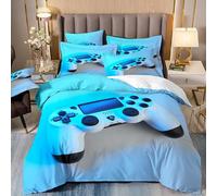 Générique Gaming Parure de Lit 135x200 Enfant GarçOn Ado Gamer Housse de Couette 1 Personne Gamepad Housse de Couette en Microfibre avec Fermeture éClair et Taie 65x65 cm