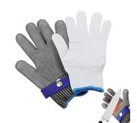 Générique Gants de cuisine résistants aux coupures,gants métalliques en maille d'acier inoxydable | de cuisine résistants aux coupures avec en nylon blanc - Gants de travail de sécurité hygiéniques