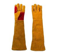 Générique Gants de soudage en cuir à manches longues de 23,6 pouces, résistants à la chaleur for cuisinière, barbecue et jardinage(Yellow 45cm)