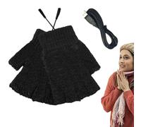 Générique Gants d'hiver Chauffants, Gants Chauffants USB,Gants sans Doigts USB pour l'hiver | Demi-Doigts en Tricot Doux pour Temps Froid, Mitaines pour Femmes et Hommes, intérieur et extérieur