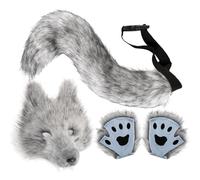 Générique Gants Griffes Loup Queue 50cm Costume | Accessoires Masque Simulé Cuir Synthétique Solide Sécurisé | Halloween Cosplay Fête Cadeau Femme