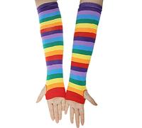 Générique Gants Hiver Homme Long Punk Arm Stripe Couleur Rock Gants Gothic Plus Chauds Ensembles de Chaussettes sans Fingerless(Multicolor,One Size)