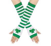 Générique Gants Homme Hiver Gants Longs sans Doigts Verts pour Hommes du Festival Irlandais Longs pour Femmes Manchettes Hommes et Femmes la Saint Patrick(Green,One Size)