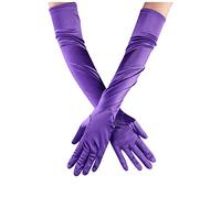 Générique Gants Homme Hiver Gants Longueur Doigt coude opéra mariée Femmes Danse Gants en Satin Longs des années 1920(Purple,One Size)