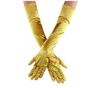 Générique Gants Homme Hiver Gants Longueur Doigt coude opéra mariée Femmes Danse Gants en Satin Longs des années 1920(Yellow,One Size)