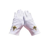 Générique Gants Maçonnique,100% Coton avec Broderie Maçonnique G, Modèle Mixte (Blanc, 9,5)
