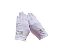 Générique Gants Maçonnique Nylon Brodés Équerre/Compas Acacia Bleu, Modèle Mixte (Blanc, 10,5)