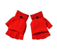 Générique Gants mitaines Combo avec poche Fingerless Winter main flip hommes adultes couvrir les femmes chauffe-poignet Gants mitaines Toddler (Red, One Size)