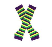 Générique Gants Rayé Gestrickt Sans Doigts pour Femme Longs Gants pour Femme & Homme Carnaval Fasching Manchette Punk Clown Zirkus Costume Rave Fête Accessoires Rétro