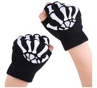 Générique Gants Thermique Enfant 1/2/ 5 Mitten Fingerless The Kids Pairs Warm Knitted in Glow Dark Skeleton Gants et mitaines pour enfants(Black1,One Size)