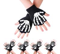 Générique Gants Thermique Enfant 1/2/ 5 Mitten Fingerless The Kids Pairs Warm Knitted in Glow Dark Skeleton Gants et mitaines pour enfants(Black3,One Size)