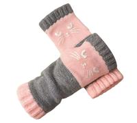 Générique Gants tricotés à motif de chat avec broderie, gants chauds, tendance, fuites, gant décontractés pour femmes Sans Doigts Demi Doigt Femme Gant Chauffants Extensible pour Femmes,Hommes