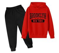 Générique Garçon Ensembles,Enfants Sweatshirt avec Pantalon Ensemble Survêtement Jogging Vêtement d'automne Printemps Encapuchonné Crop Top Bottom Ensembles et Sweats Haut 7-12 Ans