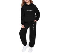 Générique Garçon Survêtement Sweat Et Pantalon De Jogging Ensemble Fille 2 Pièces Survetement Sport Tenue Enfant Bebe 3-6 Mois Pyjama Polaire Hiver Chaud Cadeaux (Le Noir,4-5 Ans)