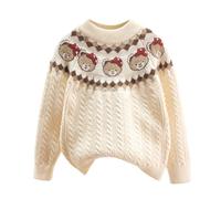 Générique Garçons Filles Noël Pull Tricoté Manches Longues,Rennes De Sweat Noel Enfant Enfant 10 Ans Enfants Oiseau Renne Rétro Pullover Pull-Over Très Moche 2-7 (Beige#A,8-9 Ans)