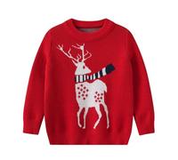 Générique Garçons Filles Noël Pull Tricoté Manches Longues,Rennes De Sweat Noel Enfant Enfant 10 Ans Enfants Oiseau Renne Rétro Pullover Pull-Over Très Moche 2-7 (Rouge#B,5-6 Ans)