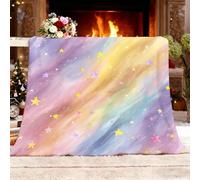 Générique Garçons Filles Plaids Polaire 130x150 cm éToiles Rainbow Oniriques Moelleuse Couverture Plaid pour Canapé et Lit, Coloré Décorative Couverture Lit 1 Personnes en Flanelle Douce et Chaude