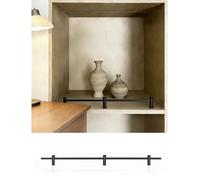 Générique Garde-corps décoratif en métal avec 3 poteaux, ensemble de clôture anti-chute de 58, 57, 52, 40 pouces, for étagères à chaussures/bibliothèque, rehausseur d'affichage(Black,111cmm/44in)