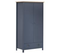 Générique Garde-Robe à 2 Portes Hill Gris 89x50x170cm Bois de pin Solide,Armoires & Meubles de Rangement,Armoires-288949
