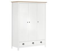Générique Garde-Robe à 3 Portes Hill Blanc 127x50x170 cm Bois pin Solide,Meubles,Armoires & Meubles de Rangement,Armoires,Blanc,53.21 KG,288954