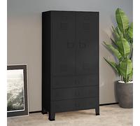 Générique Garde-Robe Industrielle Noir 90x50x180 cm Métal,Armoires & Meubles de Rangement,Armoires-339613
