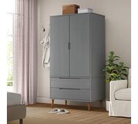 Générique Garde-Robe MOLDE Gris 90x55x175 cm Bois Massif de pin,Armoires & Meubles de Rangement,Armoires-350524