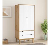 Générique Garde-Robe OTTA Marron et Blanc 76,5x53x172 cm Bois Massif pin,Meubles, Armoires & Meubles de Rangement, Armoires, Blanc (Poids 40KG)