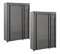 Générique Garde-Robes Pliables 2 pcs Gris 110x45x175 cm Tissu,Armoires & Meubles de Rangement,Armoires-282425