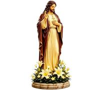 Générique Garden Mary Statue Light - Solar Powered Resin Decorative Sculpture with Illuminated Flower | Holy Mother Mary Outdoor Ornament for Garden Backyard Patio Balcony Lawn Church