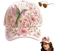 Générique Garden Morning Baseball Cap, Adjustable Cotton Hummingbird Flowers Baseball Hat, Women's Sparkle Washed Botanical Sun Hats