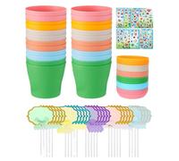 Générique Garden Pot Craft Kit - DIY Educational Colorful Kids Gardening Sticker Set for Ages 4+ Handmade Craft Party Favor Home School Classroom Activity | Creative Plant Pot Decoration Art Kit