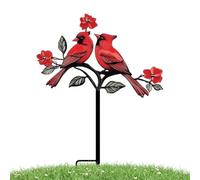 Générique Garden Stakes Decor - Bird Pattern Art Signs Decorative Stakes | Metal Weatherproof Ground Insert, Simulated Red Finial, for Outdoor Lawn Patio Porch Landscape Pathway Restaurant