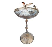 Générique Garden Standing Bird Bath Waterer, Outdoor Bird Bath -Courtyard Iron Art, Antiqued Animals Water Bowl Statue for Hummingbird Parrot Parakeet Patio Yard