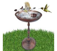 Générique Garden Standing Bird Bath Waterer, Outdoor Bird Bath -Courtyard Iron Art, Antiqued Animals Water Bowl Statue for Hummingbird Parrot Parakeet Patio Yard