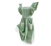 Générique Gardening Apron - Cotton | Cute Japanese-Style Lace Ruffle Apron With 2 Front Pockets | Lightweight Workwear For Cooking Kitchen Baking Floristry And Gardening