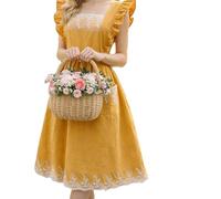 Générique Gardening Apron - Cotton | Cute Japanese-Style Lace Ruffle Apron With 2 Front Pockets | Lightweight Workwear For Cooking Kitchen Baking Floristry And Gardening