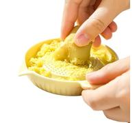 Générique Garlic Grater Plate - Embossed Ceramic Dish, Manual Ginger Mincing Tool with Textured, Handheld Rotating Vegetable Crusher, Ideal for Kitchen Sauce Cheese Lemon Preparation Chocolate Nutmeg