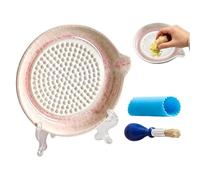 Générique Garlic Grater Plate with Brush, Manual Ceramic Kitchen Tool